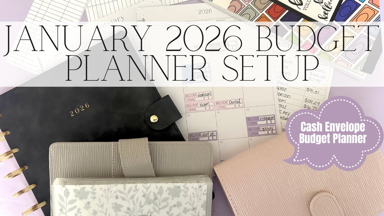 A close-up of someone holding a paycheck envelope over a kitchen table with a notebook and calculator nearby