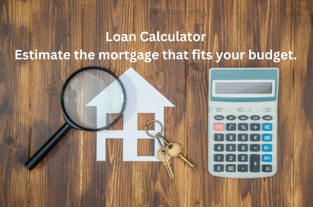 A close-up photo of a calculator next to mortgage documents and a pen on a wooden table, natural indoor light, realistic photography