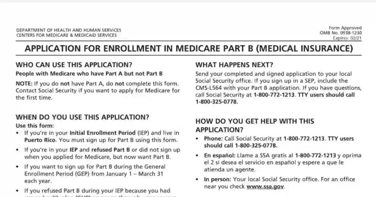 A close-up view of a Medicare enrollment form on a desk with a pen and a calculator nearby, suggesting someone is timing their Part B start date