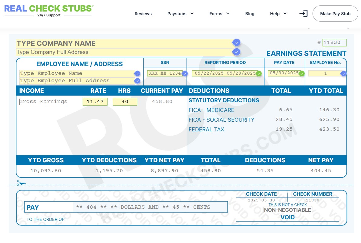A real paycheck stub lying on a kitchen table next to a calculator and a cup of coffee, close-up photography